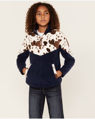 Cruel Girl Girls' Cowhide Color Block 1/4 Zip Pullover Sweater