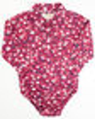 Shyanne Toddler-Girls' Fuchsia Long Sleeve Floral Print Onesie