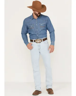Blue Ranchwear Men's Mountain West Light Wash Stackable Straight Stretch Denim Jeans