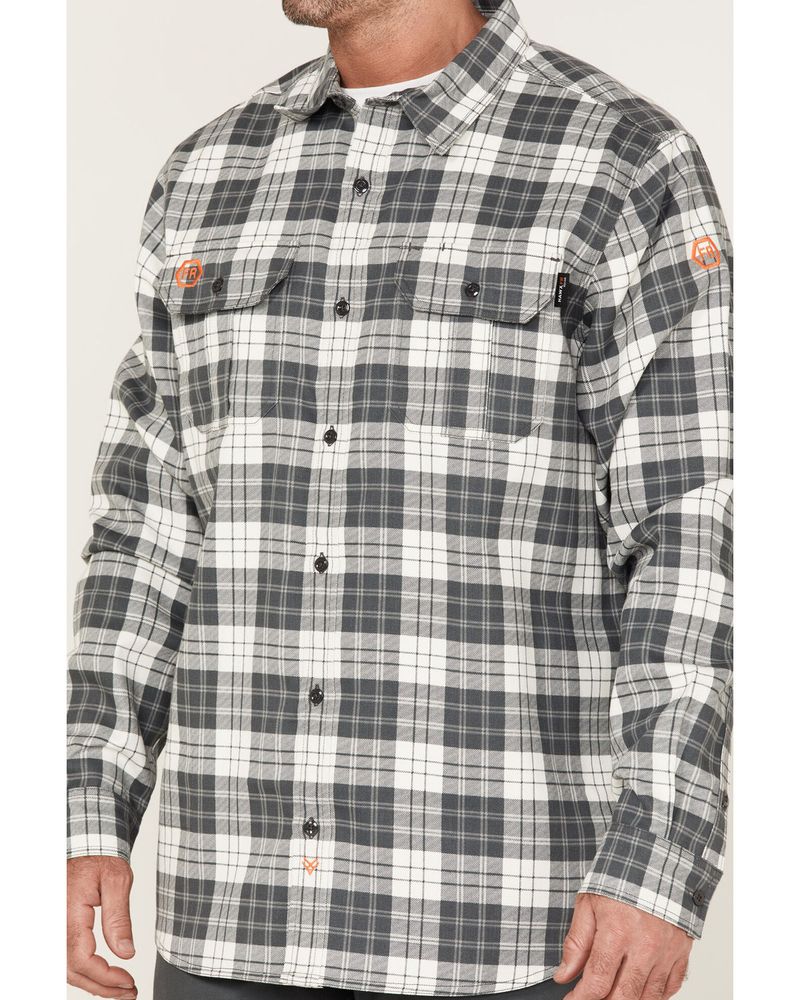 Hawx Men's FR Plaid Print Long Sleeve Button Down Work Shirt