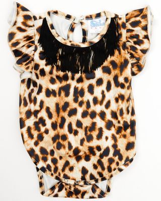Shea Baby Infant-Girls' Cheetah Print Fringe Onesie