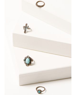 Shyanne Women's Bronze & Turquoise 4-Piece Ring Set