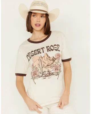 Youth Revolt Women's Scenic Desert Rose Short Sleeve Ringer Graphic Tee