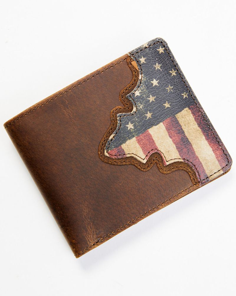 Cody James Men's Brown Distressed Flag Bifold Wallet
