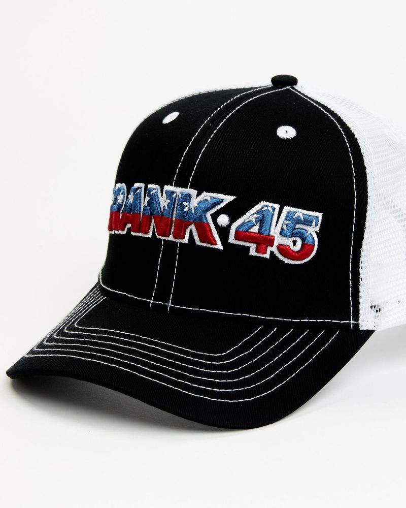 Rank 45 Men's Black Embroidered Flag Logo Mesh-Back Ball Cap