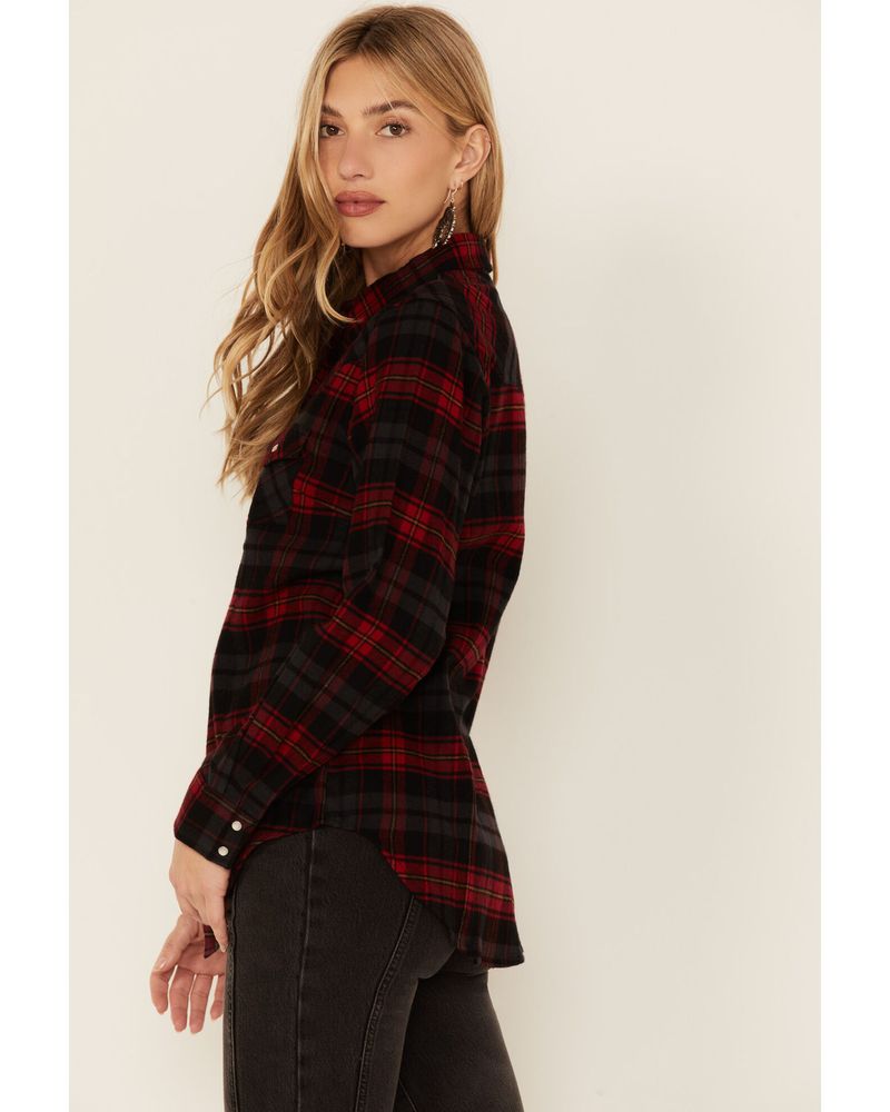 Ely Walker Women's Red & Black Plaid Flannel Shirt