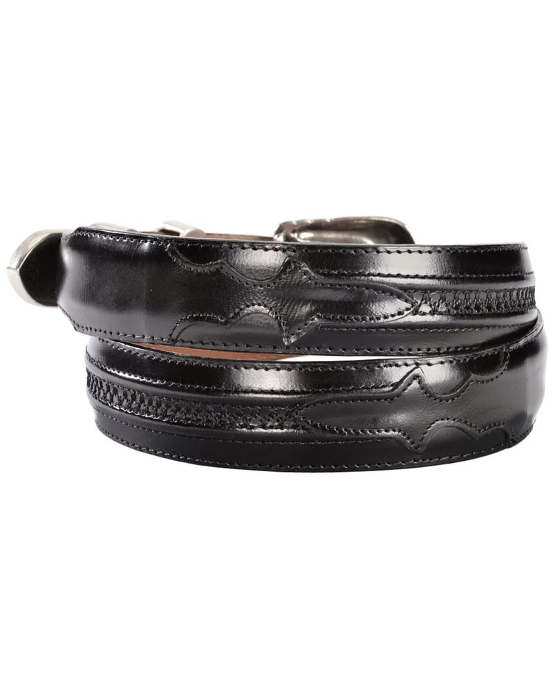 Lucchese Men's Black Goat with Hobby Stitch Leather Belt