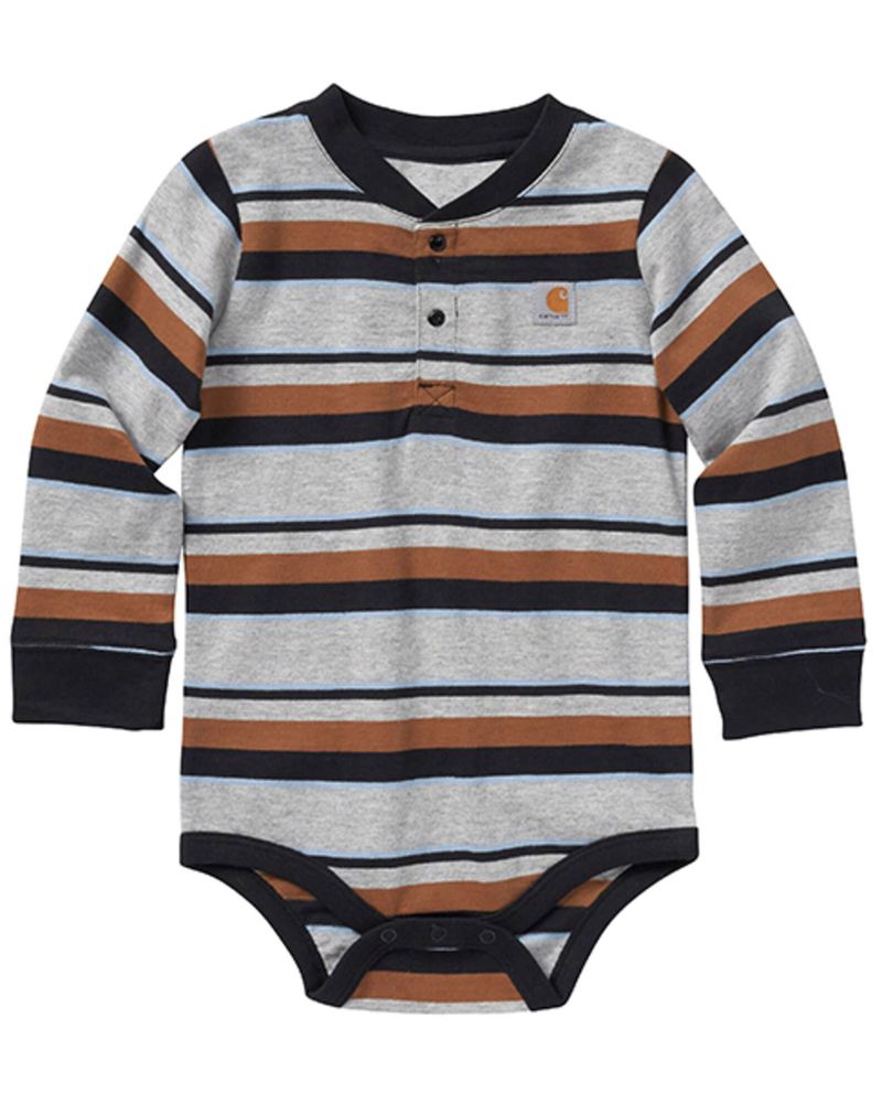 Carhartt Infant-Boys' Stripe Print Long Sleeve Henley Onesie