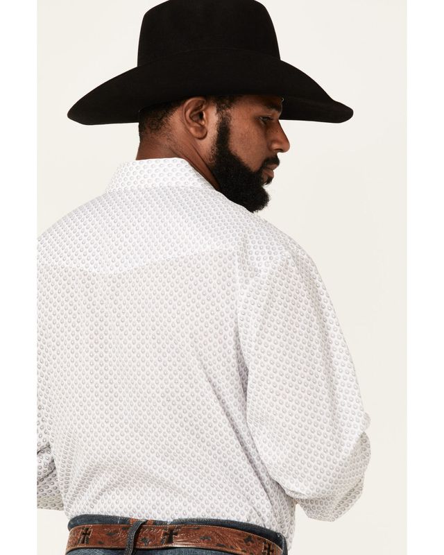 Roper Men's Teardrop Dot Geo Print Long Sleeve Pearl Snap Western Shirt