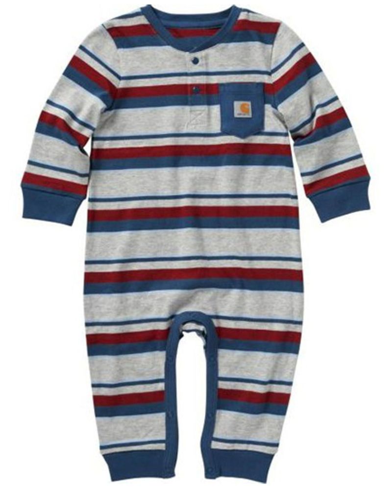 Carhartt Infant Boys' Stripe Print Long Sleeve Henley Onesie
