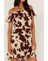 Idyllwind Women's Made For This Off-Shoulder Cow Print Dress