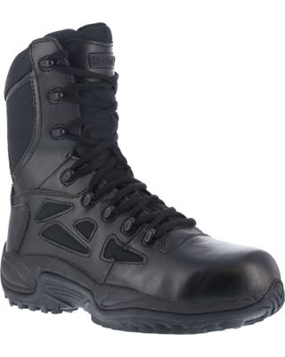 Reebok Men's 8" Lace-Up Black Side-Zip Work Boots - Composite Toe