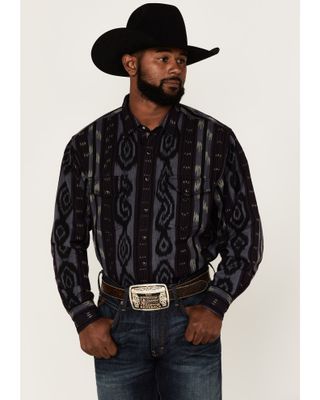 Scully Men's Jacquard Southwestern Stripe Snap Western Shirt