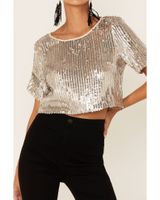 By Together Women's Cropped Sequin Top