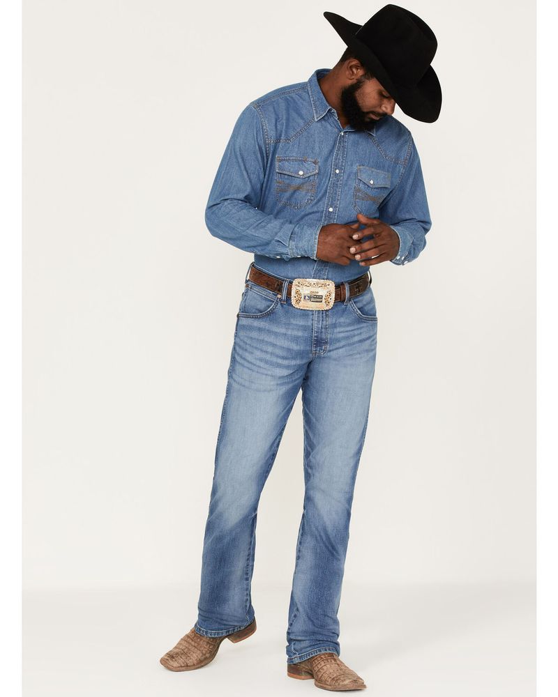 Wrangler Retro Men's Llano Light Medium Wash Stretch Slim Bootcut Jeans |  Alexandria Mall
