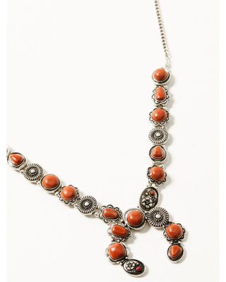 Shyanne Women's Canyon Sunset Red Turquoise Squash Blossom Necklace
