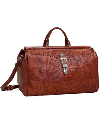 American West Antique Tan Leather Duffel Bag