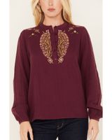 Cleo + Wolf Women's Floral Embroidered Blouse