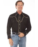 Scully Men's Black Diamond Embroidered Long Sleeve Western Shirt