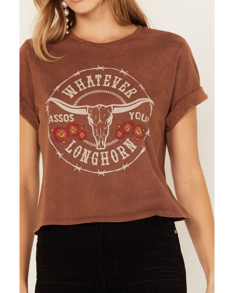 Youth Revolt Women's Whatever Lassos Your Longhorn Short Sleeve Graphic Tee