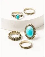 Shyanne Women's 5-piece Gold & Turquoise Ring Set
