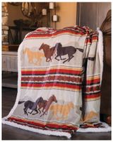 Carstens Home Wrangler Running Horse Country Sherpa Fleece Throw Blanket |  Alexandria Mall