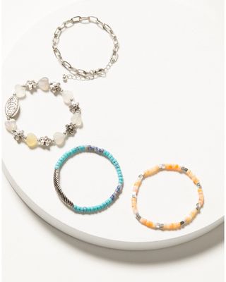 Shyanne Women's Multi Bead & Chain Bracelet Set - 4-piece
