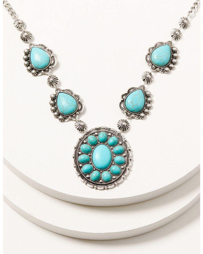 Shyanne Women's Silver & Turquoise Concho Statement Necklace