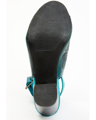 Roper Women's Burnished Turquoise Tooled Sandals - Round Toe