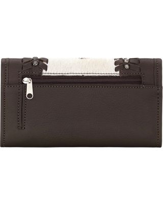 American West Women's Cow Town Chocolate Pony Hair Tri-Fold Wallet