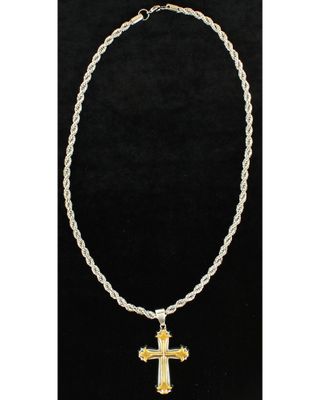Twister Men's 3D Gold and Silver Cross Necklace
