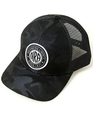 NRA Men's Black Camo Circle Logo Patch Mesh-Back Trucker Cap