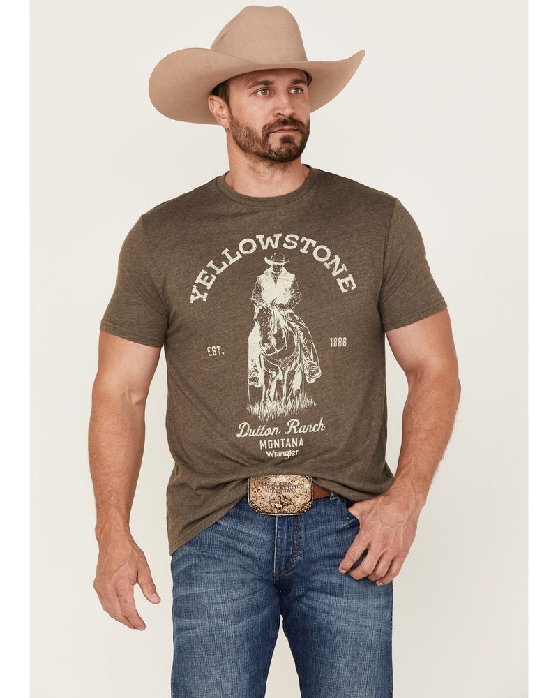 Wrangler Men's Heathered Yellowstone Dutton Ranch Graphic T-Shirt