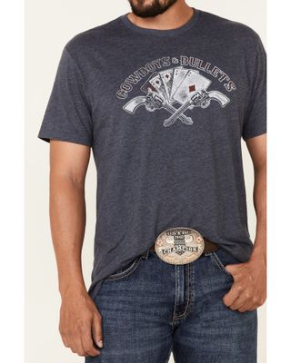 Wrangler Men's Heather Navy Cowboys & Bullets Graphic Short Sleeve T-Shirt