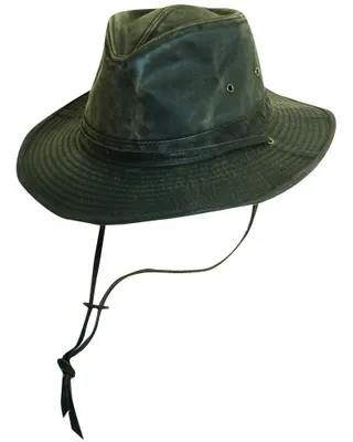 Scala Brown Weathered Cotton with Chin Cord Outback Hat