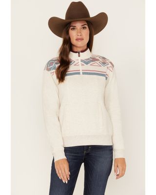 Rank 45 Women's 1/4 Zip Southwestern Print Contrast Pullover Sweatshirt