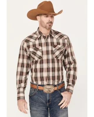 Rodeo Clothing Men's Plaid Print Long Sleeve Snap Western Shirt