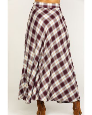 Stetson Women's Brown Plaid Maxi Skirt