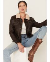 Wrangler Women's Shearing Collar Leather Jacket