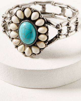 Shyanne Women's Desert Charm Turquoise & Bone Concho Stretch Bracelet