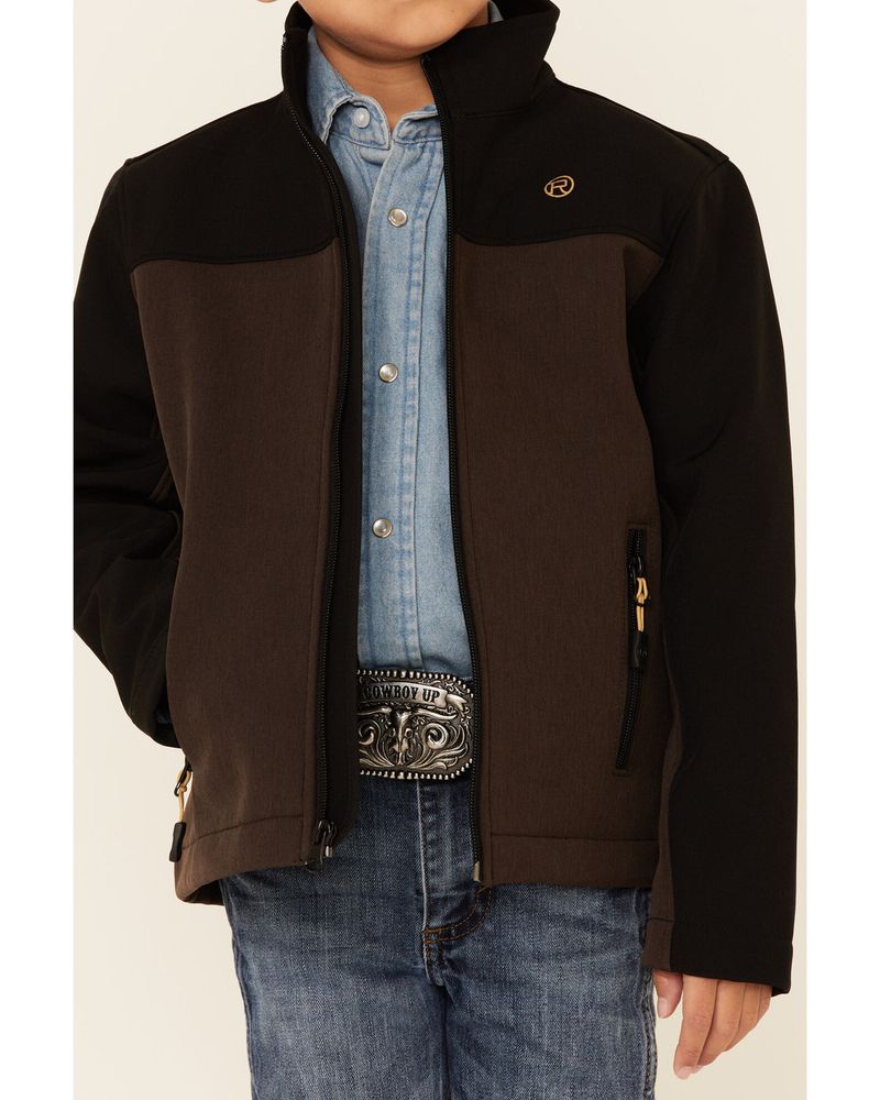 Roper Boys' Brown & Black Hi Tech Fleece Zip-Front Softshell Jacket