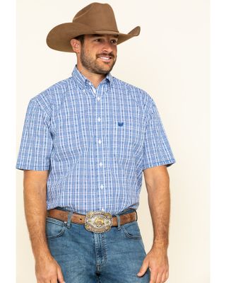 Rough Stock By Panhandle Men's Devlin Dobby Plaid Short Sleeve Western Shirt