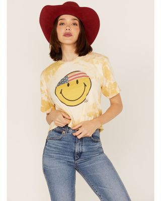 Bohemian Cowgirl Women's Boot Barn Exclusive Americana Smiley Face Graphic Bleach Spray Tee