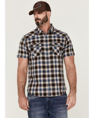 Flag & Anthem Men's Desert Son Logan Vintage Small Plaid Short Sleeve Snap Western Shirt
