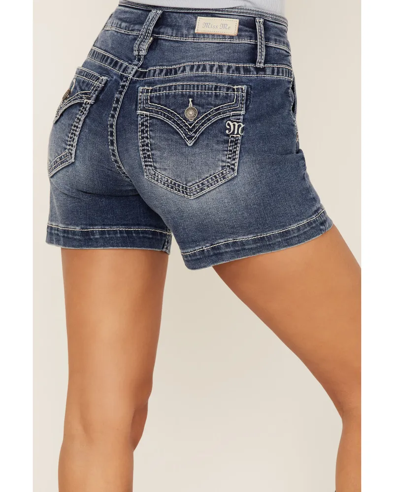 Miss Me Women's Sailor Flap Pocket Denim Jean Shorts