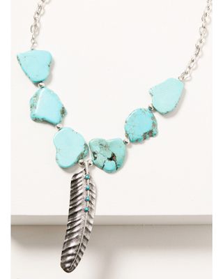 Shyanne Women's Silver & Turquoise Beaded Leaf Necklace
