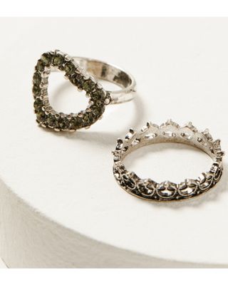 Shyanne Women's Rhinestone & Mixed Stone Ring Set - 4-Piece