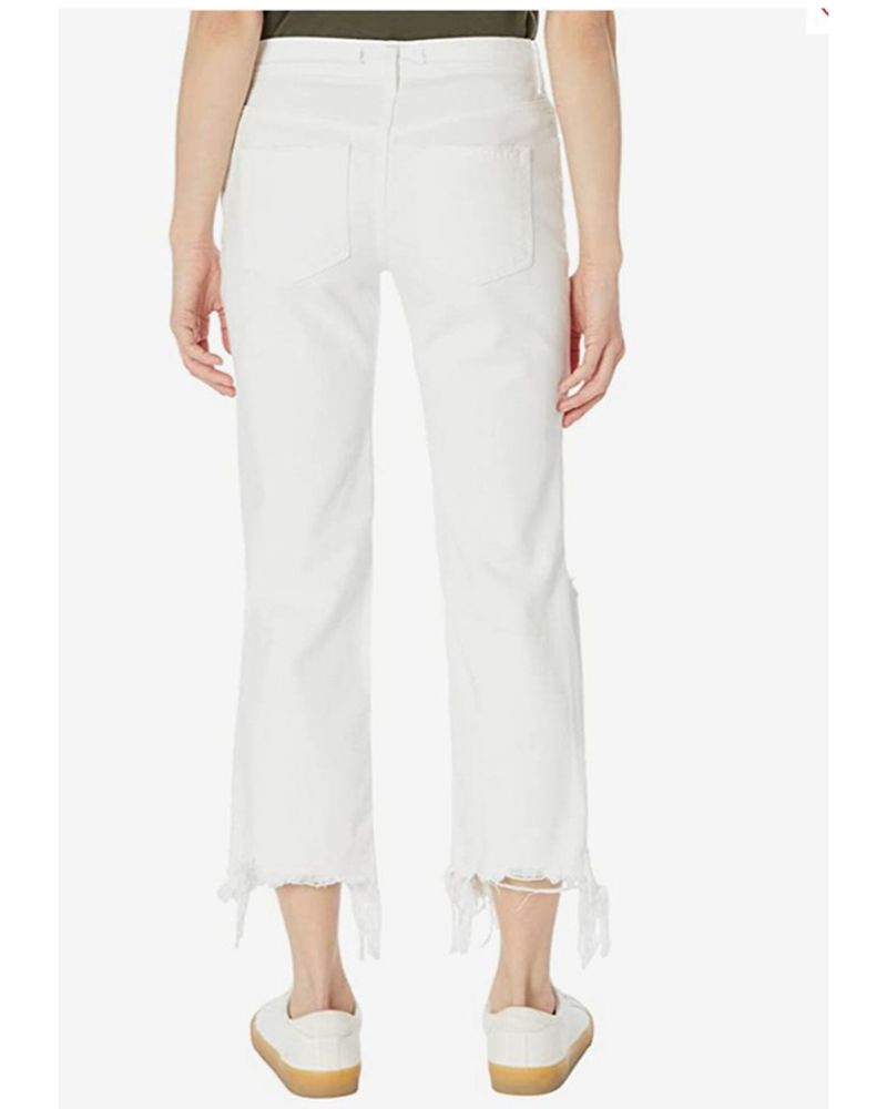 Free People Women's Maggie Mid-Rise Straight Leg White Jeans
