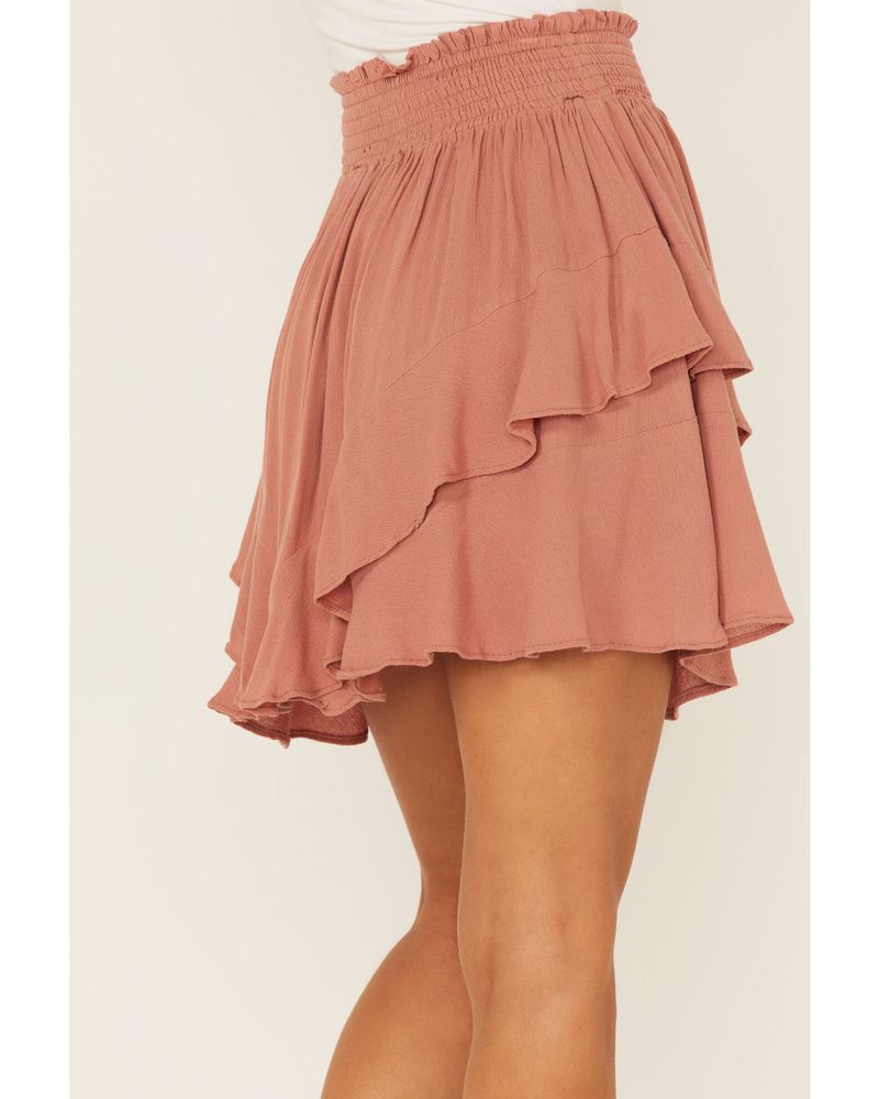 Wishlist Women's Smocked Waist Ruffle Mini Skirt