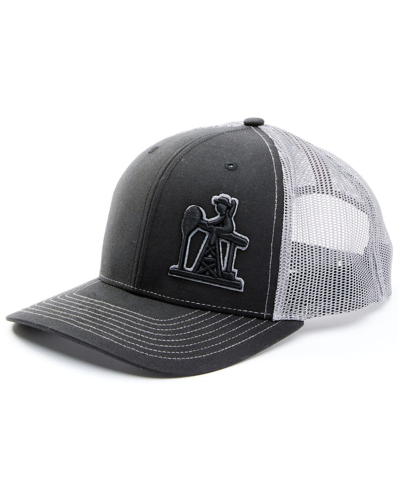 Oil Field Hats Men's Heather Black & White PJ Cowboy Puff Mesh-Back Ball Cap